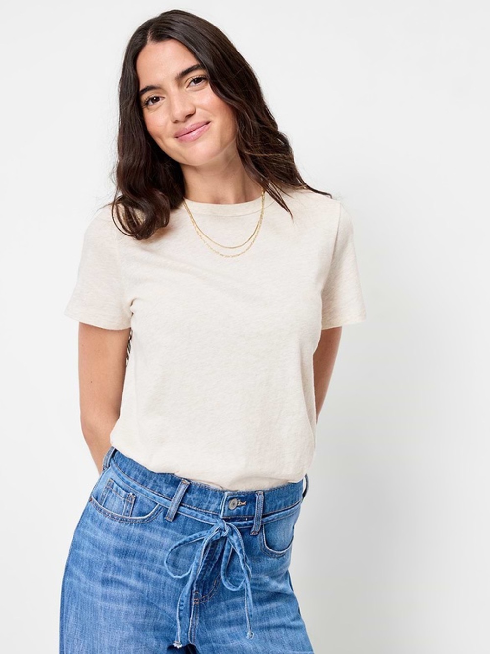 Old Navy EveryWear Cotton T‑Shirt – Ivory, Size Small Petite
